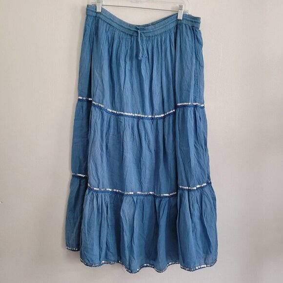 Dresses & Skirts - Blue Cotton Hippie Boho long Maxi skirt one size
